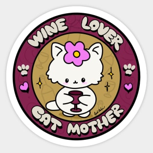 Wine Lover Cat Mother Sticker